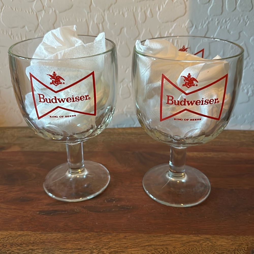 Budweiser King Of Beers *Vintage* Glass Goblet/Chalice Set